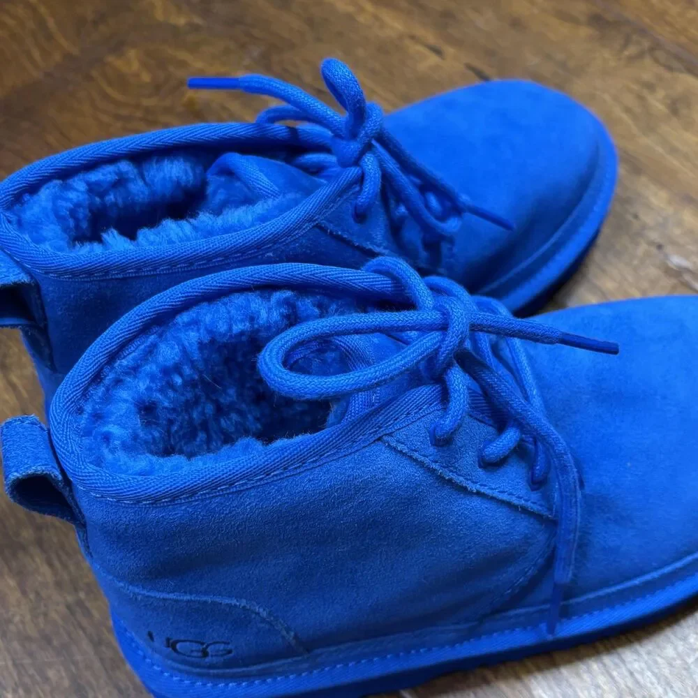 UGG Neumel Chukka Boots Youth Size 3 Blue Suede Wool Lined Treadlite‎ 1017320K